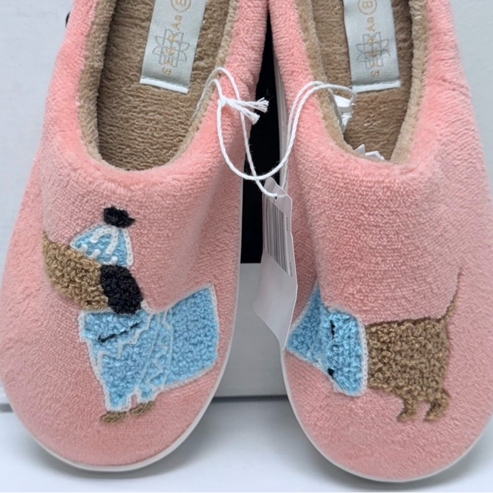 Serra Pink Plush Dachshund Slip-On Slippers - Picture 3 of 6